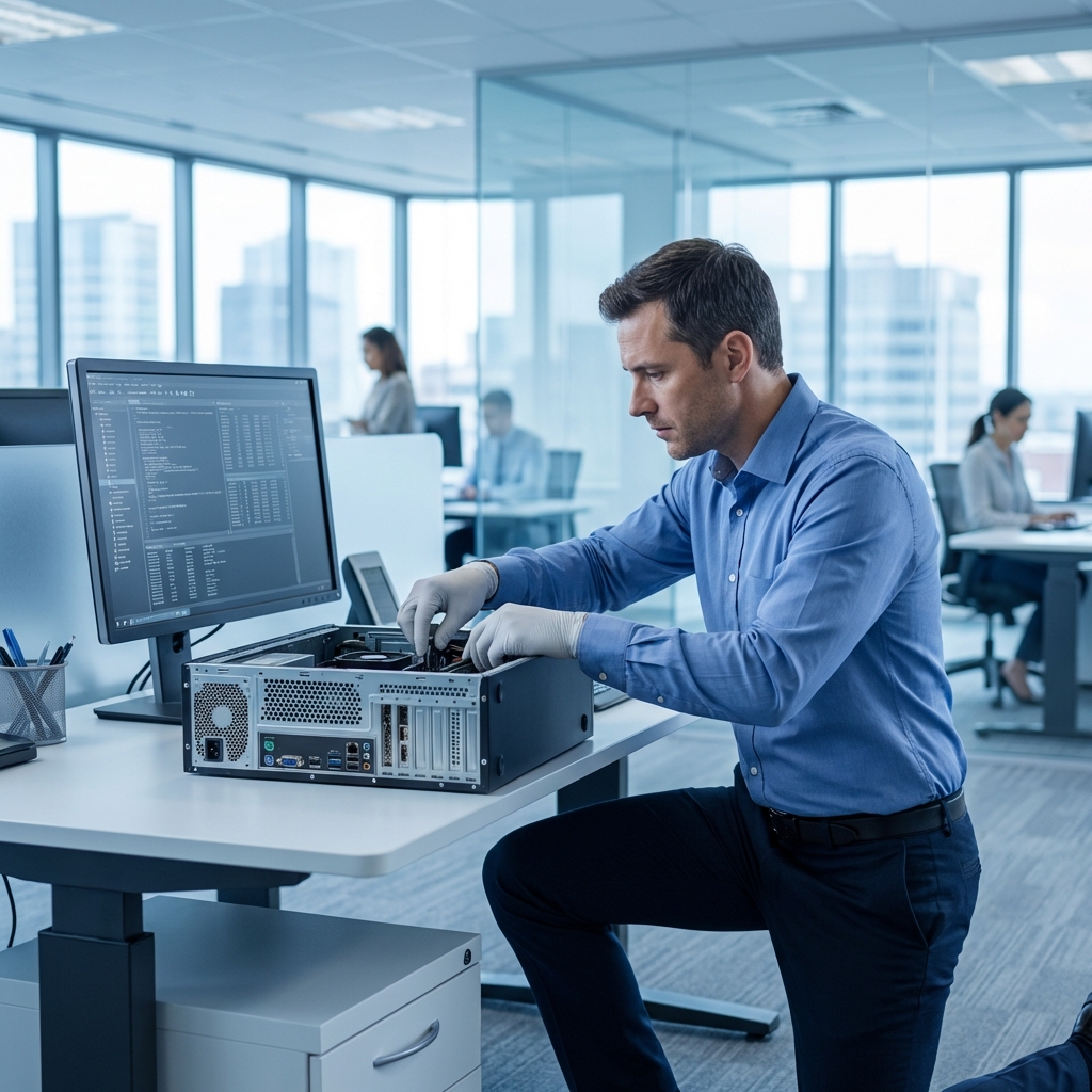 Técnico realizando mantenimiento